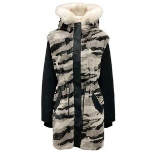 MACKAGE GREY SURI CAMO RABBIT FUR PARKA COAT